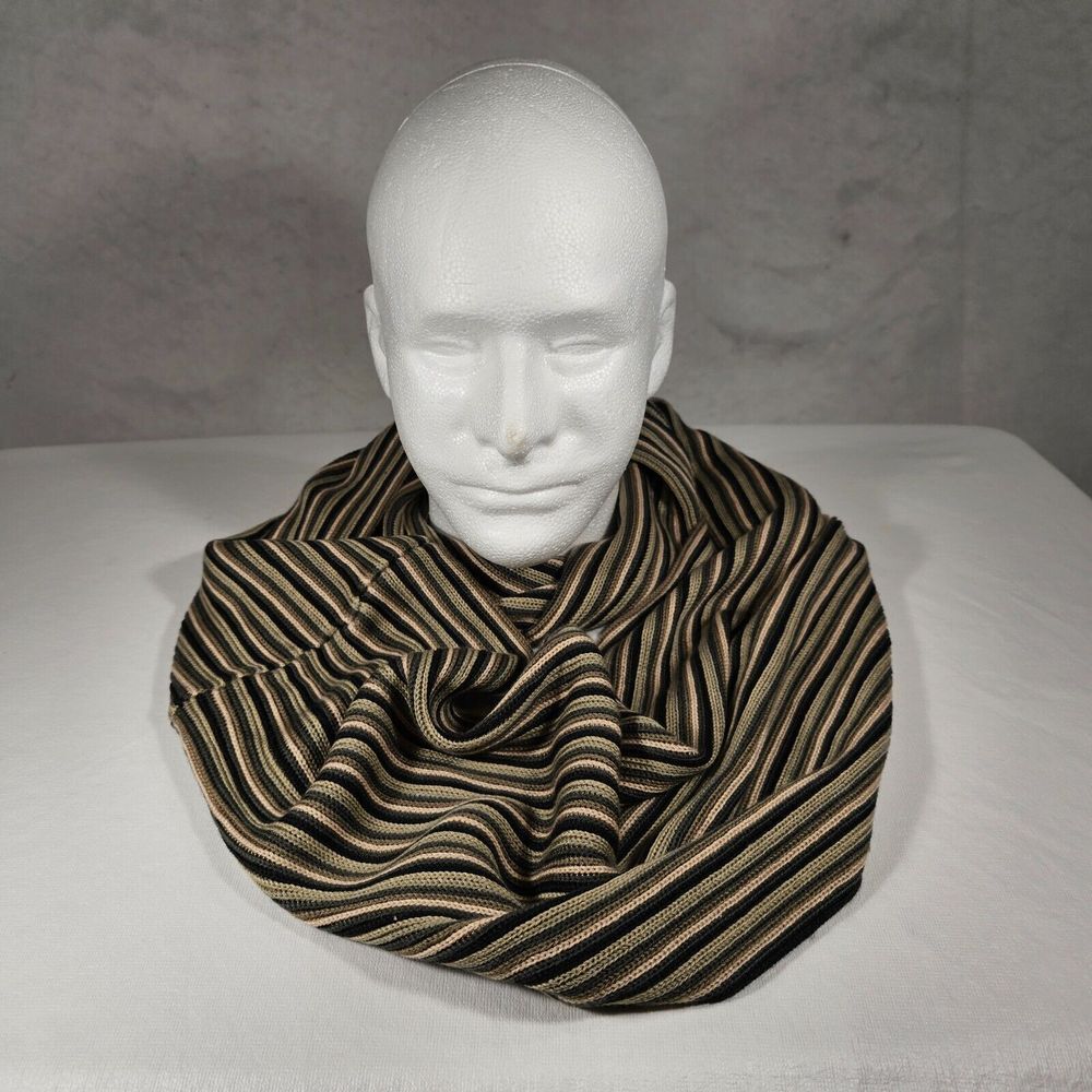 Coldwater Creek Wrap Scarf Infinity Knit Fall Winter Stripe Black Brown Women OS